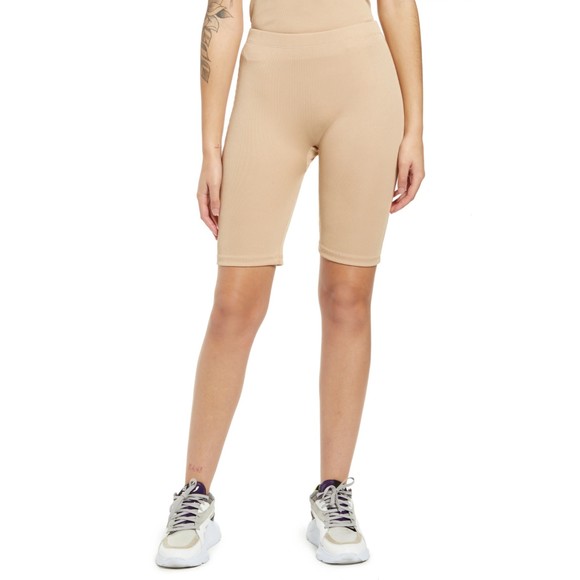 VERO MODA Pants - Vero Moda Lacey Rib Biker Shorts Oil Tan Biege Size XL